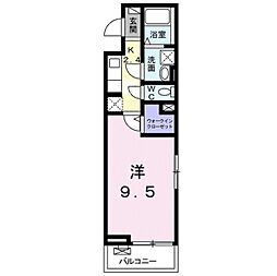 サンフラワー 2階1Kの間取り