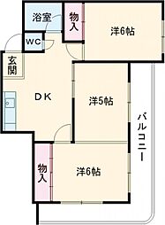 オリーブヒルズ北野 3DKの間取図画像