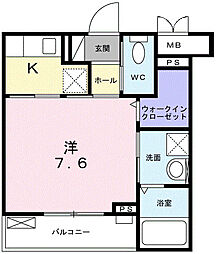 プレシャス・グリーン 1Kの間取図画像