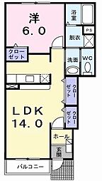 ヴェルタウンA 1LDKの間取図画像