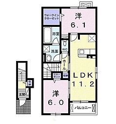 スイートパレス2 2LDKの間取図画像