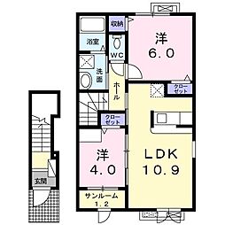 ベレット1 2LDKの間取図画像