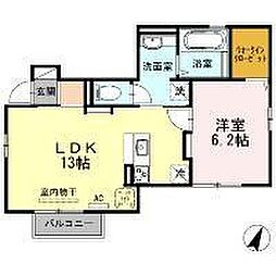 シュド　プルミエールII 1階1LDKの間取り