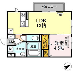 ディールーム飛田 1LDKの間取図画像