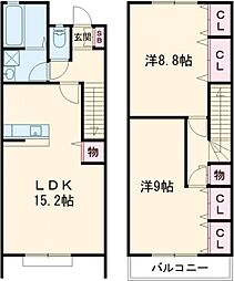 カリエン参番館 2LDKの間取図画像