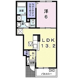 カーサドマーニ 1LDKの間取図画像