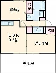 ボナール上の丸A 2LDKの間取図画像
