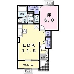 ウエストホール 1LDKの間取図画像