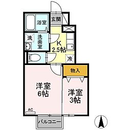 コート・ブランシェ 2Kの間取図画像