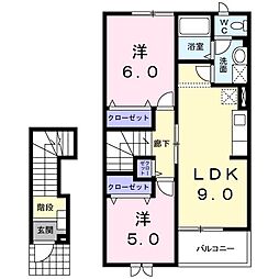 サン・ルミエール七番館 2LDKの間取図画像