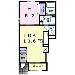 クラール東村A 1LDKの間取図画像