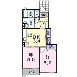シェモア1 2DKの間取図画像
