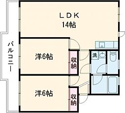 グローリーマンション 2LDKの間取図画像
