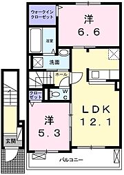サングレイスA 2LDKの間取図画像