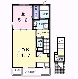 リーアル・キャスル2 1LDKの間取図画像