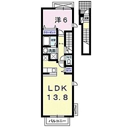 コットンアベニューC 1LDKの間取図画像