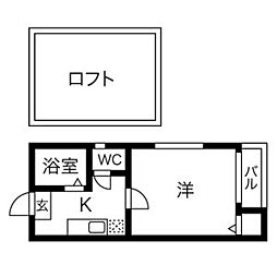 シェーネスハイム八剱 1Kの間取図画像