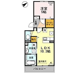 セジュール鵬舟 1LDKの間取図画像