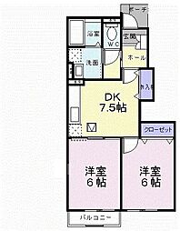 グランフィオーレ 2DKの間取図画像