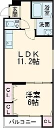 フジパレス諏訪ノ森6番館 1LDKの間取図画像
