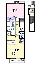 スリールダンジュ2 1LDKの間取図画像