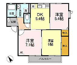 ボヌール羽屋E 2LDKの間取図画像