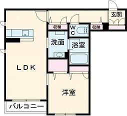 TheFujiiGardenB 1LDKの間取図画像