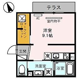 アーバンウッド ワンルームの間取図画像