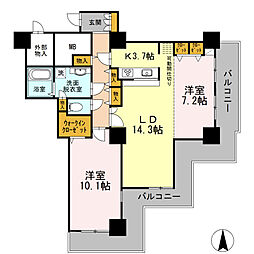 品川シーサイドビュータワー1 2LDKの間取図画像