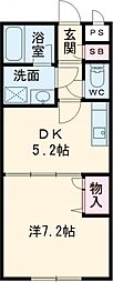 フジパレス葵 1DKの間取図画像