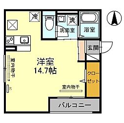 スカイフィールドC棟 ワンルームの間取図画像