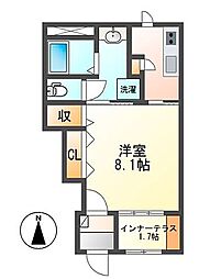 クイーンヒルズ咲田 1Kの間取図画像