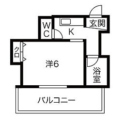 レジデンス山和2 1Kの間取図画像