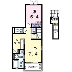 サウス昆陽 1LDKの間取図画像