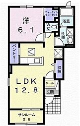 フラン・ベル 1LDKの間取図画像
