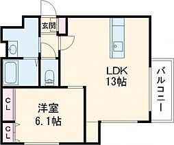 クレール参番館 1LDKの間取図画像