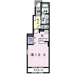 グリーン・フィールズW ワンルームの間取図画像