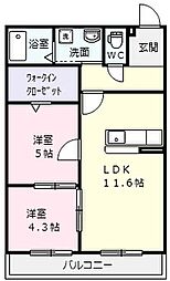 エムリッチ 2LDKの間取図画像
