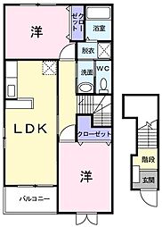 サン・ブリーズ 2LDKの間取図画像