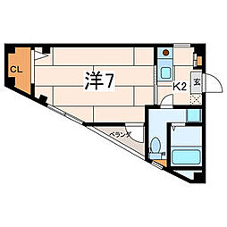 アビタシオン　サノ 3階1Kの間取り
