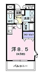 エレガンテアピターレ 1Kの間取図画像