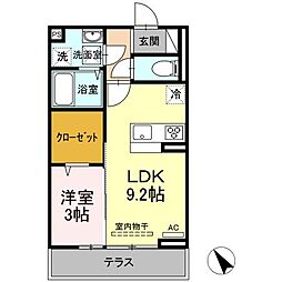 ウィルコート望町 1階1LDKの間取り