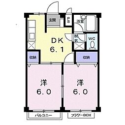 ベルフラワーハイツ 2DKの間取図画像