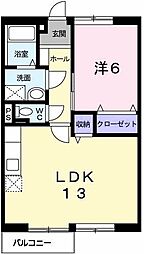 サンモール長嶺 1LDKの間取図画像