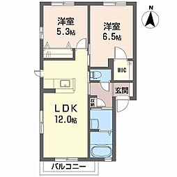 ファミーユ寿B 2LDKの間取図画像