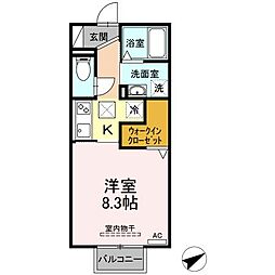 D-room希央台 1Kの間取図画像