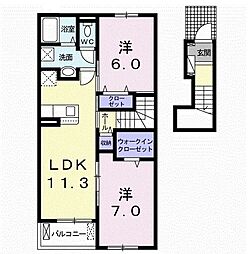 ジプソフィル 2LDKの間取図画像