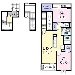 ショコラ 2LDKの間取図画像