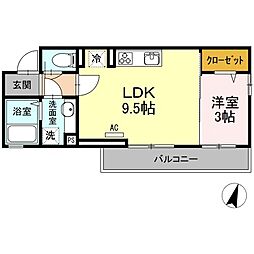 グランコート 1LDKの間取図画像