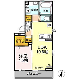 グランディョーゾレガーメ 1LDKの間取図画像